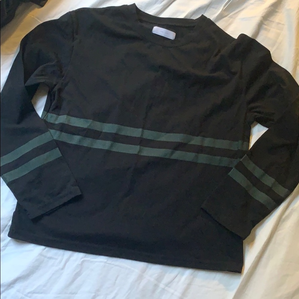 long sleeve tee with green stripes
